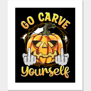 Funny Carved Pumpkin Men Women Funny Halloween Posters and Art